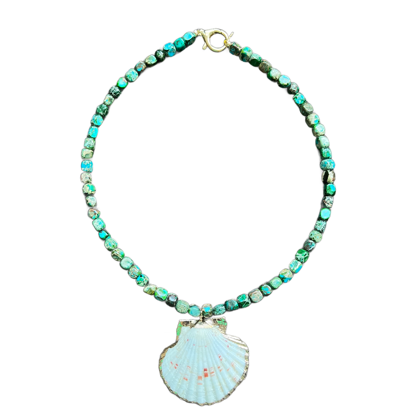 The Sanibel Shell Necklace: Blue Sea Jasper