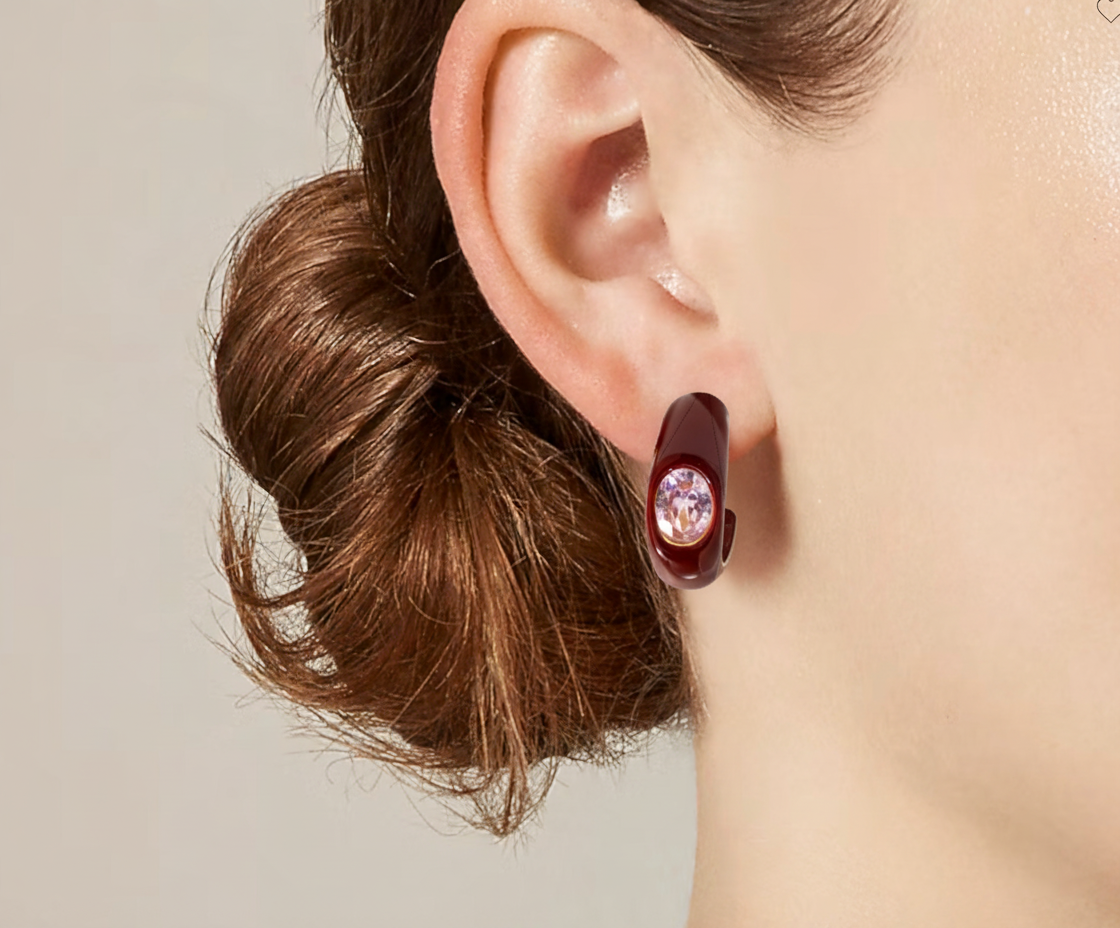 Berry Oxblood enamel Curl Earring