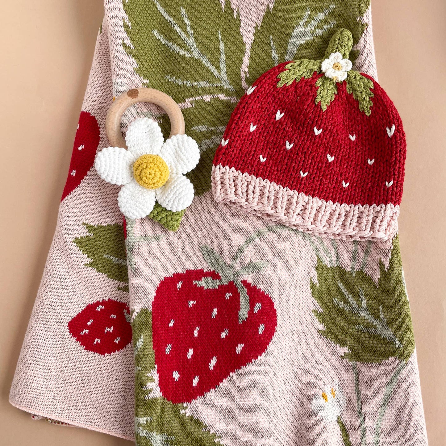 Blanket Strawberry Bunny Organic Baby Decor Summer Gift