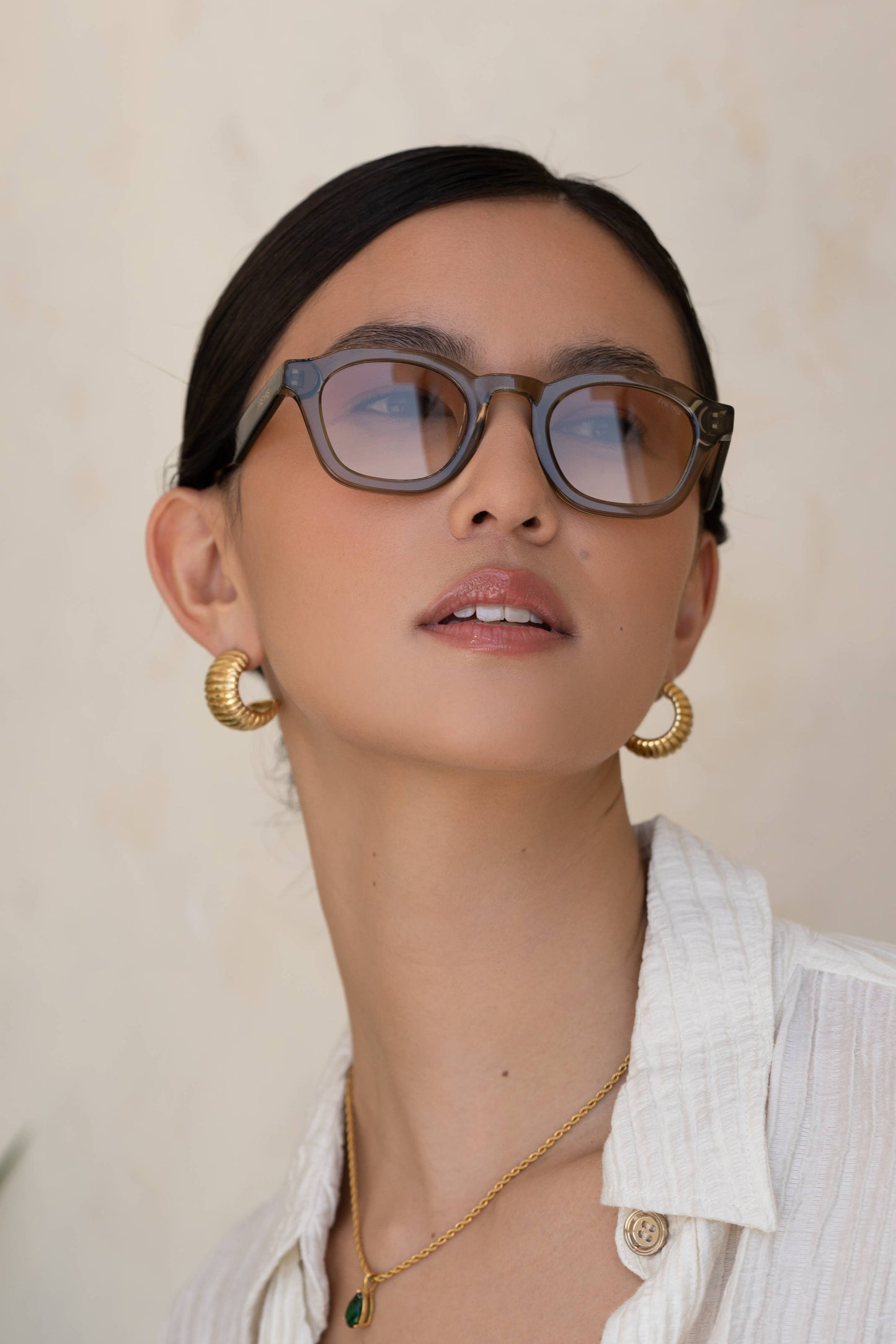 Blake Acetate Round Sunglasses: Brown Olive