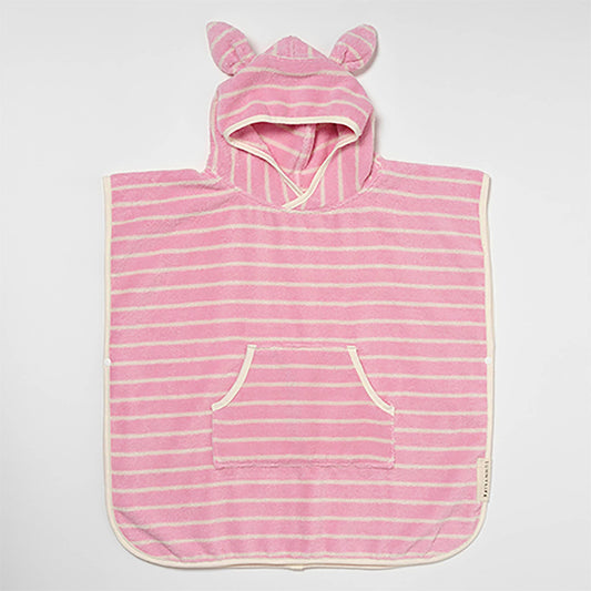 Kids Hooded Towel Cotton Candy Pink Stripe
