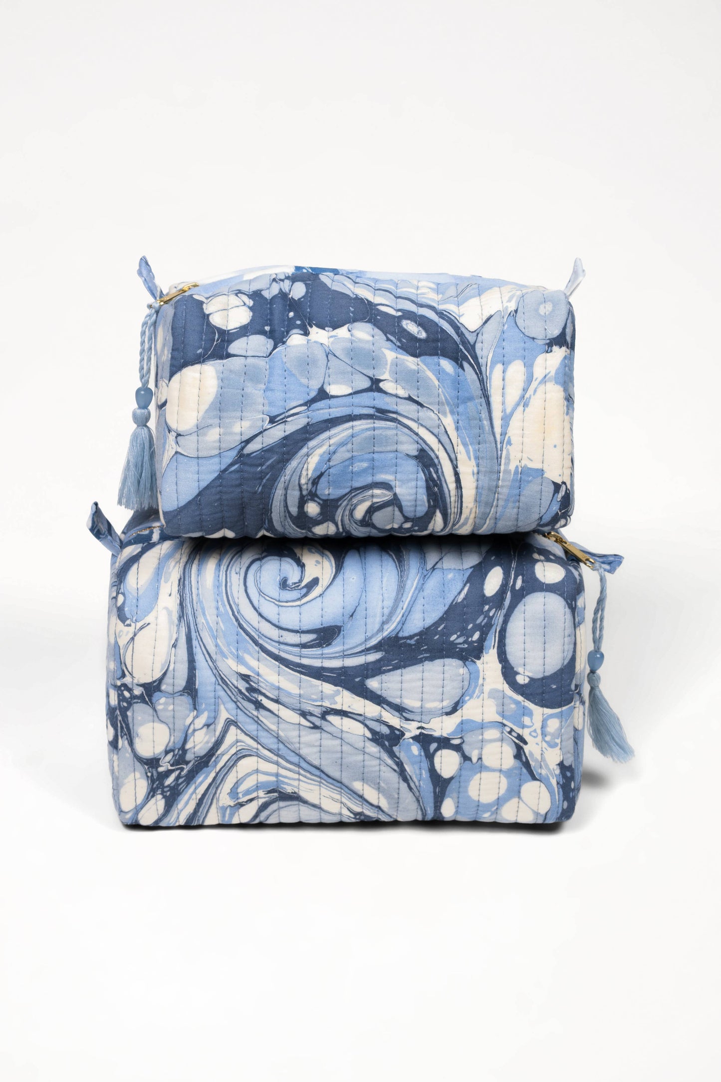 Ocean Wave Hand-Marbled Cosmetic Bag