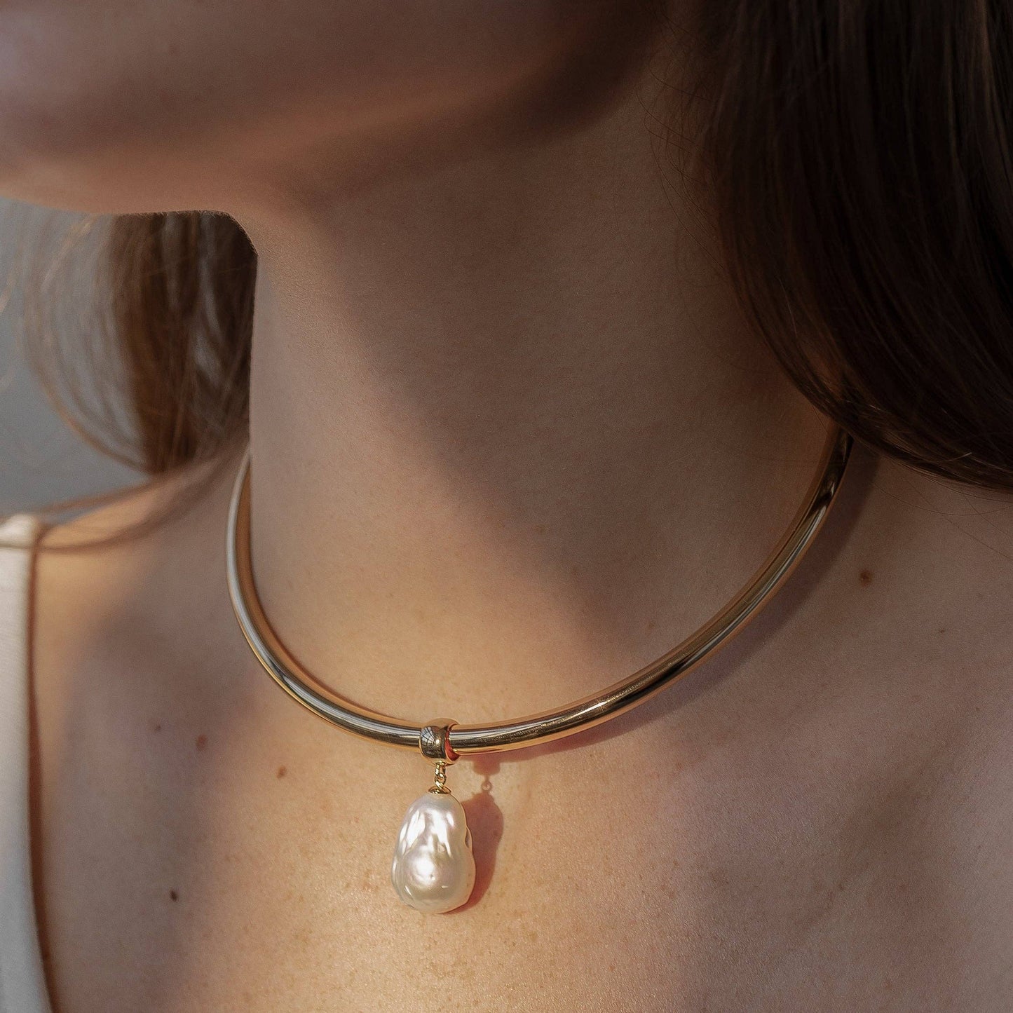 Talia Pearl Bail Charm: 14k Gold Plated