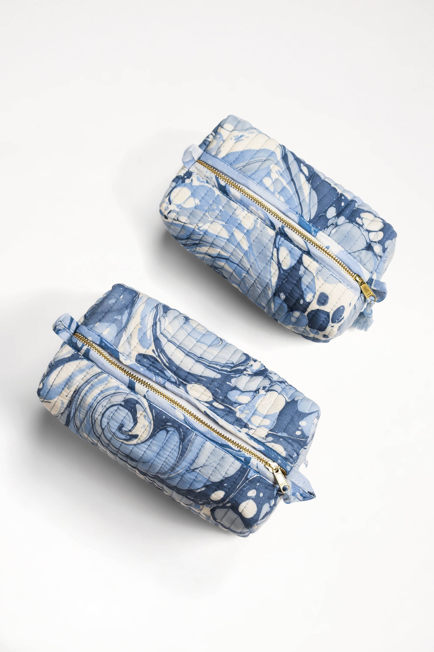 Ocean Wave Hand-Marbled Cosmetic Bag