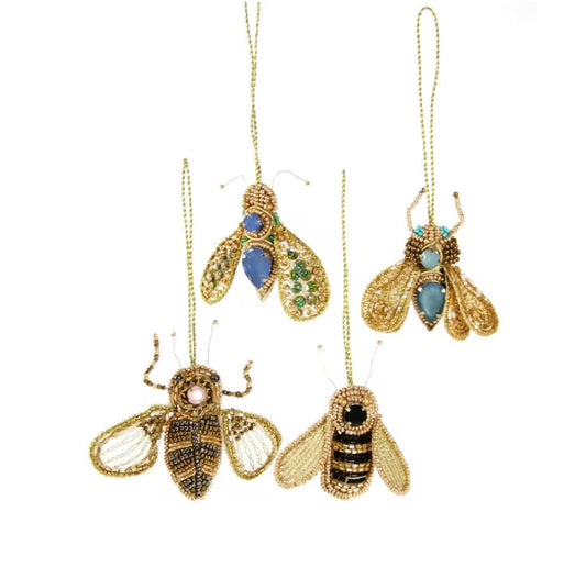 Sequin Bee Ornament - Periwinkle Jewel